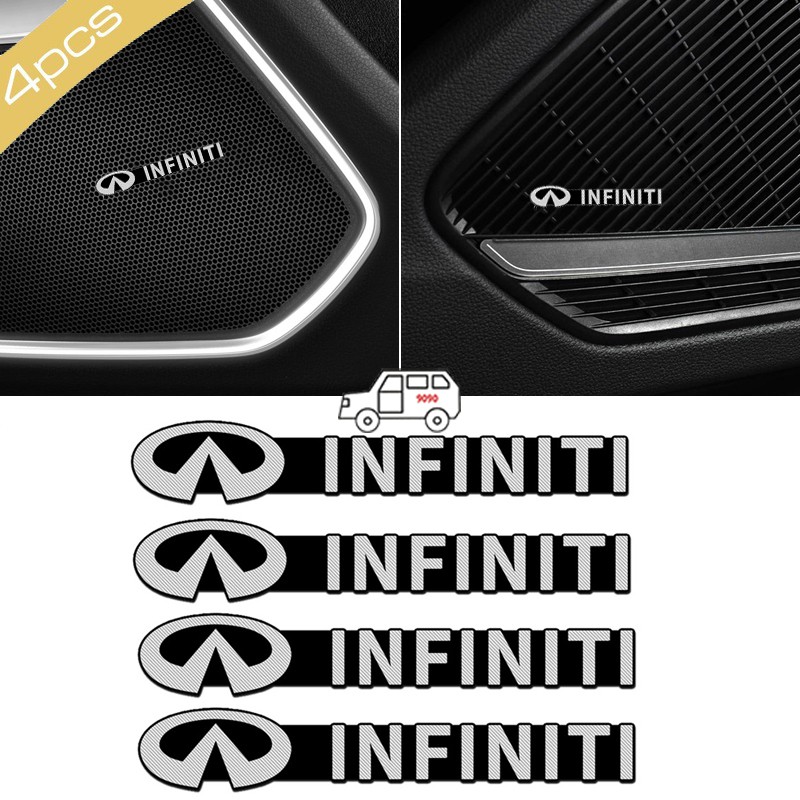 4PCS รถลําโพงเสียงสัญลักษณ์สติกเกอร์ป้ายอัตโนมัติสําหรับ Infiniti QX30 QX56 QX50 QX60 QX70