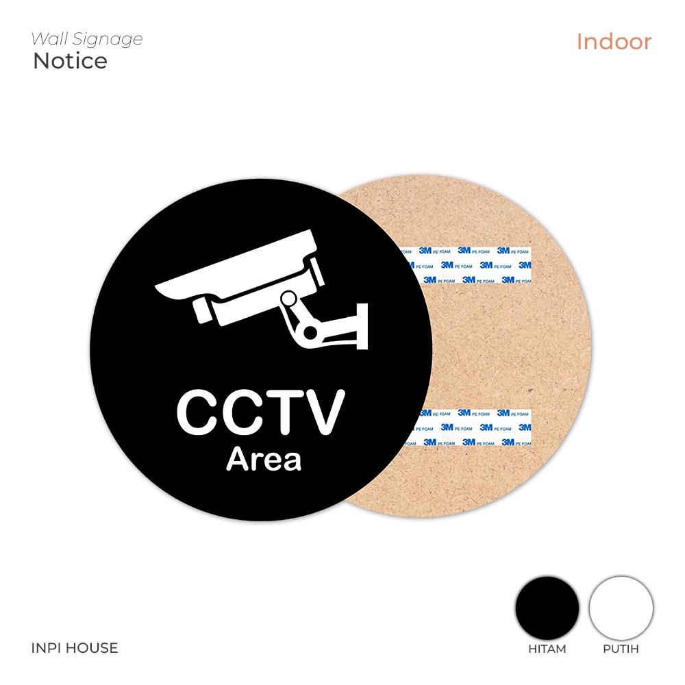 Putih HITAM Ctv space Marker - ป้ายติดผนัง ป้ายในร่มพื้นที่กล้องวงจรปิด - สีดําและสีขาว