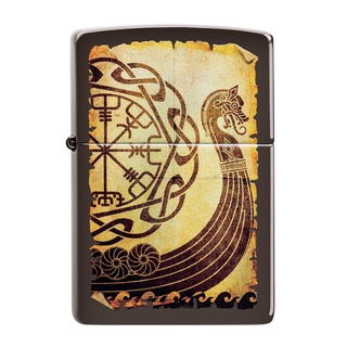 Zippo ไฟแช็กรุ่น 49182 Viking Warship ของแท้ รับประกันตลอดชีวิต นำเข้าและจำหน่ายโดยตัวแทนจำหน่าย