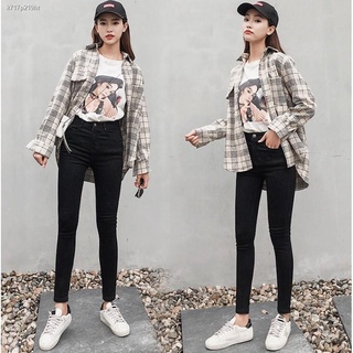 ยีนส์jeans❐Cc jeans 009 กางเกงยีนส์ผู้หญิง เอวสูง ทรงเดฟยืด สีดำ กางเกงใส่ทำงาน กางเกงผู้หญิง