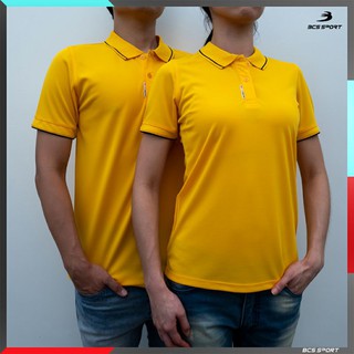 BCS sport(บีซีเอส สปอร์ต)เสื้อคอโปโล P002 มีทั้งชาย-หญิง สีเหลือง Size S-8L(รอบอกเสื้อ 34"-56")