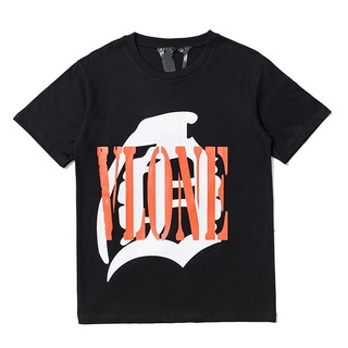 Vlone เสื้อยืดแขนสั้น ผ้าฝ้าย พิมพ์ลาย แฟชั่นสําหรับผู้ชาย และผู้หญิง