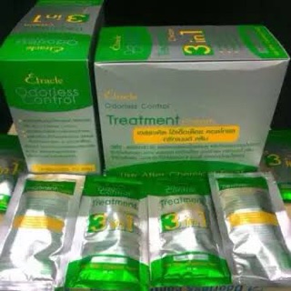 ใบโอเขียวทรีสเมนต์ 3 in 1  Elracle Odorless Control Treatment (green bio super) ซองเขียว 1 กล่อง 24 ซอง