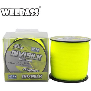 ASSO สายเอ็น - รุ่น INVISILK 1/8LB - สีเหลือง - เหนียว นุ่มพิเศษ เคลือบ Fluorocarbon