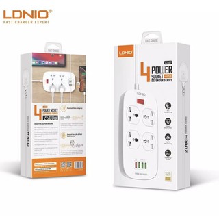 LDNIO ปลั๊กไฟ SC4407 ปลั๊กพ่วง รองรับถึง 4 universal outlet Power Strip 2500W สายยาว 2เมตร