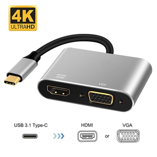 2in1 ฮับอะแดปเตอร์แปลง USBC Hdmi Type-C เป็น Hdmi 4K VGA 1080P สําหรับแล็ปท็อป โทรศัพท์มือถือ โปรเจคเตอร์ ทีวี