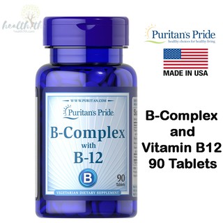 Puritans Pride Vitamin BComplex and Vitamin B12 วิตามิน B-complex และ B-12 / 90 Tablets