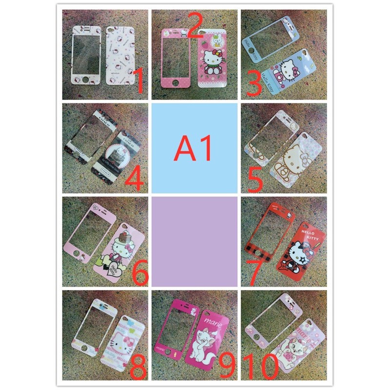 ฟิล์มกระจก 3D เต็มจอ ลายการ์ตูน (คละลาย) IPhone4/4s ฟิล์มกระจก ลายการ์ตูน 2IN 1 