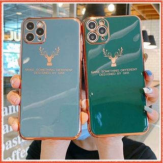 🔥 ไอโฟน กวาง แบบนุ่ม เคสซิลิโคน สำหรับ iPhone 12 Mini 11 Pro XR X XS Max 8 7 6 6s Plus iPhone12 12Pro 2020 Plating TPU Deer Head Case สำหรับ 8Plus 11Pro