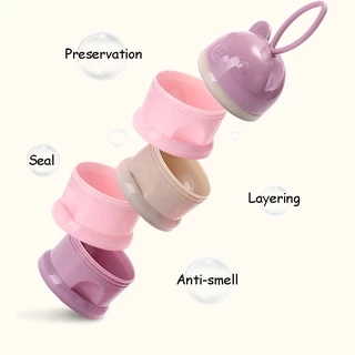 พร้อมส่ง กล่องนมผง 3/4ชั้น กล่องนมผงทารกแบบพกพา ที่แบ่งนมผง ความจุสูง นมผงสามารถเทจากด้านข้าง
