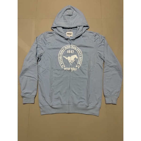 WRANGLER รุ่น WR 1H201 เสื้อคลุมฮู้ดดี้ ผู้ชาย สีฟ้า ใหม่ ของแท้