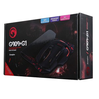 Marvo เมาส์เกมส์มิ่ง G909+G1 Gaming combo Mouse (Black) ฟรี Gaming Mouse pad G1