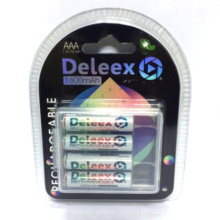 Deleex ถ่านชาร์จ AAA 1.2V 1800mAh (แพ็ค 4ก้อน)