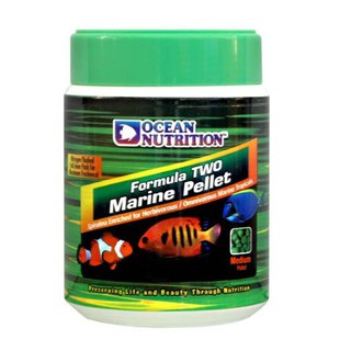 OCEAN FORMULA TWO อาหารปลาทะเล สูตรปลากินพืชผสมสาหร่าย เร่งสี ชนิดเม็ดกลาง 200g. กระป๋องกลางMEDIUM