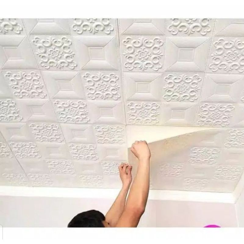 3D FOAM WALLPAPER/WHITE BATIK MOTIF WALLPAPER