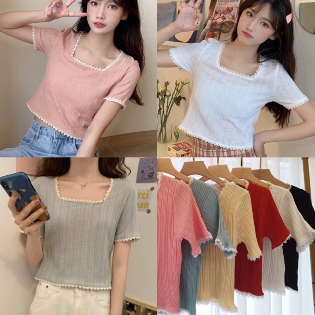 YUKI-ขายส่งCF0421 เสื้อไหมพรมแขนสั้น เสื้อแขนสั้นแต่งโซ่ เรียบแบบเท่ๆ ...