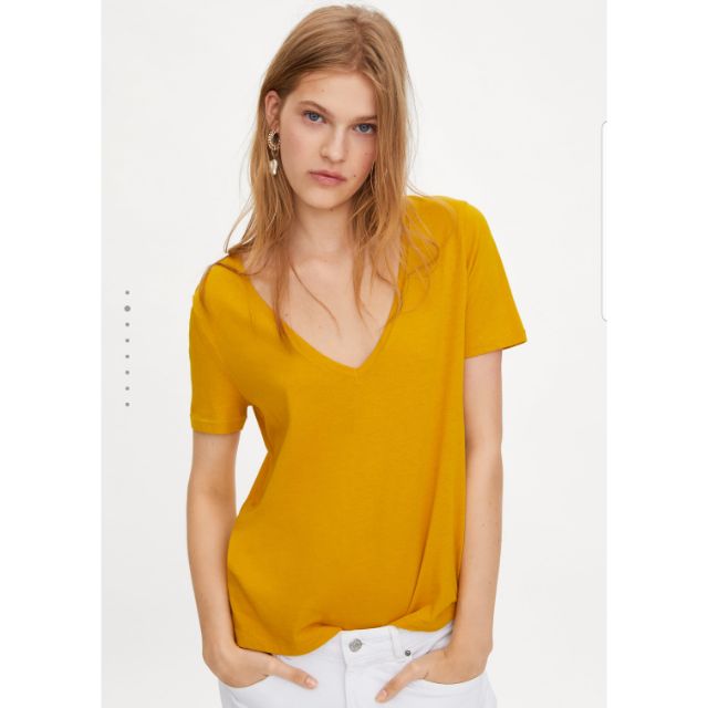 Zara แท้❗เสื้อยืด basic top สีเหลือง