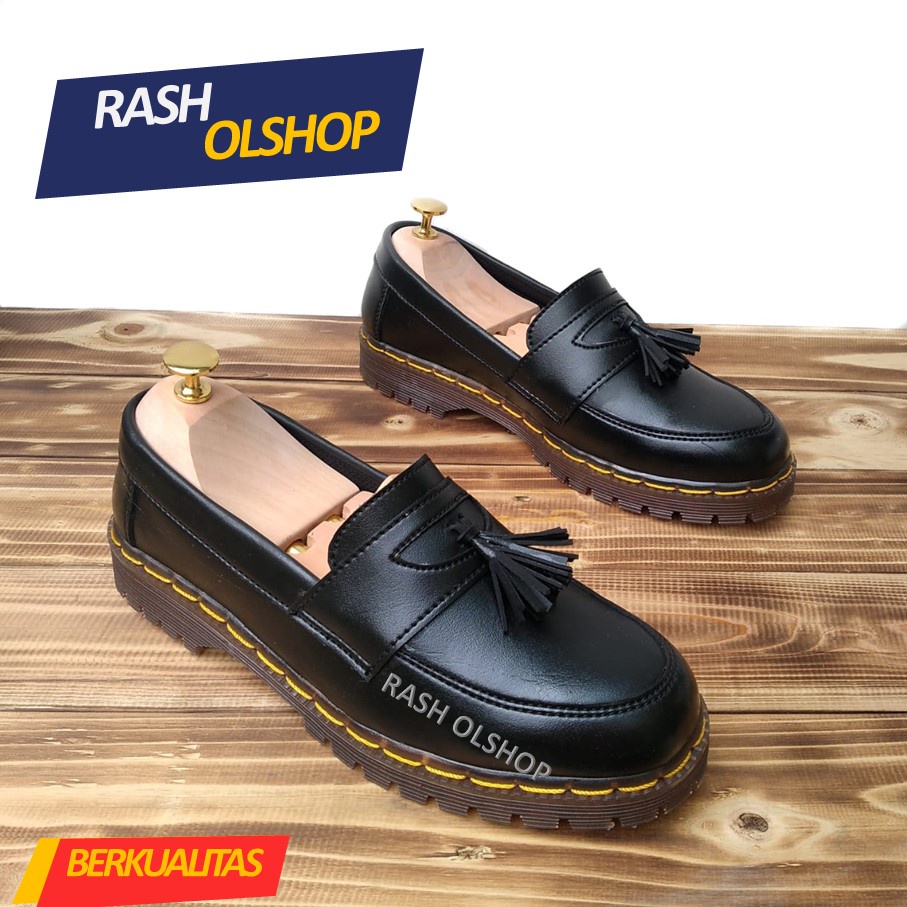 Hitam ล่าสุด Men& 39;s Loafer Shoes Penny Loafers Slip On Black