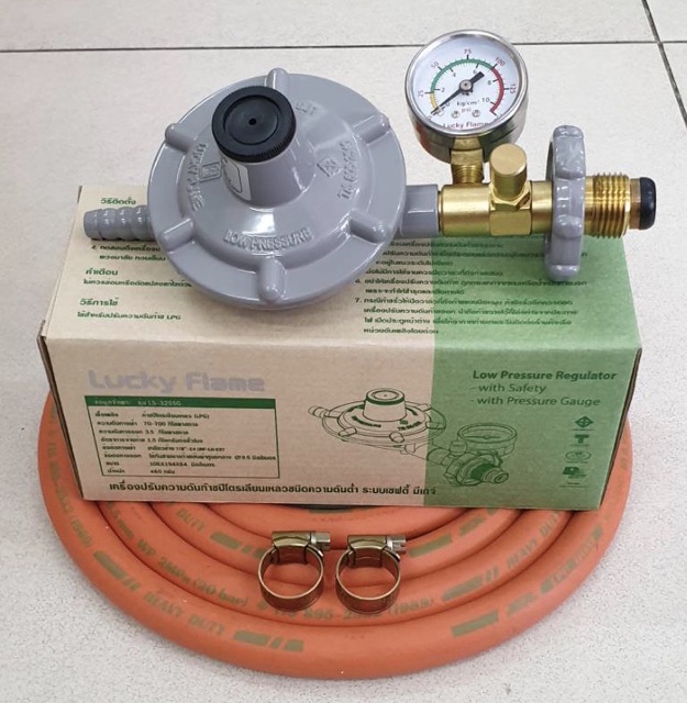 Lucky flame หัวปรับแก๊สเซฟตี้แรงดันต่ำ มีมาตรวัดความดัน รุ่น LS-325SG ...