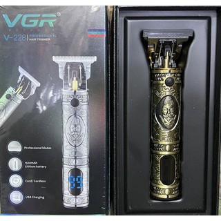 VGR V-228 ปัตเลี่ยนไร้สาย มีจอled  กันขอบ แต่งลาย   ตัวเครื่องลายสไตล์วินเทจ ใช้สำหรับเก็บขอบ แต่งหนวด