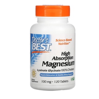 Doctors Best, High Absorption Magnesium 100% Chelated with Albion Minerals 100 mg 120 Tablets