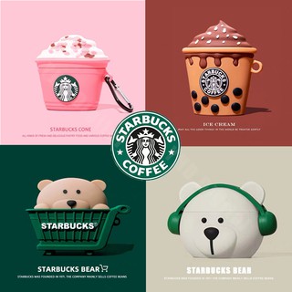 Starbucks หมี airpod 3 case 2021 เคสซิลิโคน airpod pro เคส การ์ตูน กันกระแทก airpod gen2 case น่ารัก ความคิดสร้างสรรค