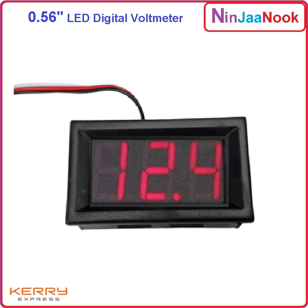 สีแดง 0.56 LED Digital Voltmeter Car Motorcycle Volt Tester battery Capacity Monitor รถยนต์ มอเตอร์ไซค์ Arduino IOT DIY