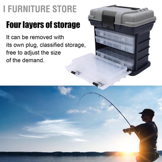 I Furniture Store กล่องพลาสติก 4 ชั้น ขนาดใหญ่ แบบพกพา สําหรับใส่อุปกรณ์ตกปลา