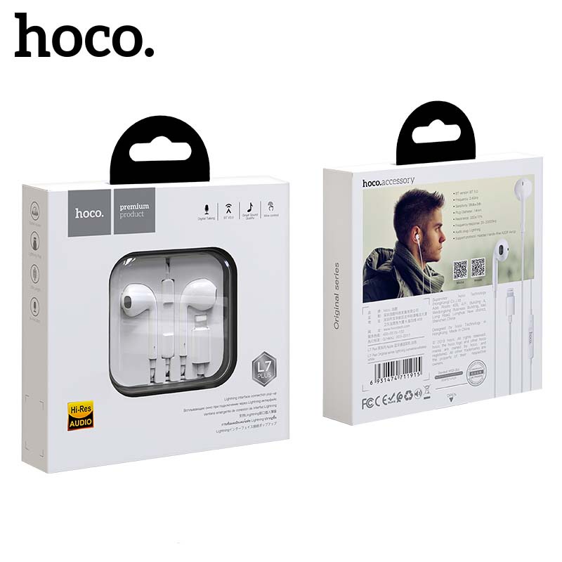 HOCO หูฟัง เสียบสายต่อบลูทูธ BT5.0 หูฟังมีไมค์ในตัว แบบ in-ear รับสายได้ คุยสายได้ มี 2 สี ขาว และ ดำ หูฟังบลูทูธ hc3