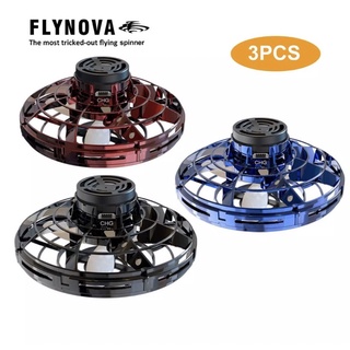 U&amp;ME Flynova Flying Fidget Spinner ของเล่นคลายเครียดหมุนได้ลูกบอลบินได้ UFO บินระงับเครื่องบินเหนี่ยวนำของเล่นเรืองแสงไจ