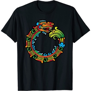 [S-5XL] เสื้อยืดแขนสั้นลําลอง ผ้าฝ้าย แบบนิ่ม พิมพ์ลาย Jura Aztec Ouroboros Quetzalcoatl สําหรับผู้ชาย