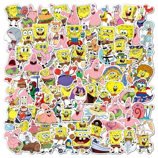 สติ๊กเกอร์ Pvc ลายการ์ตูน Spongebob กันน้ํา 100 ชิ้น