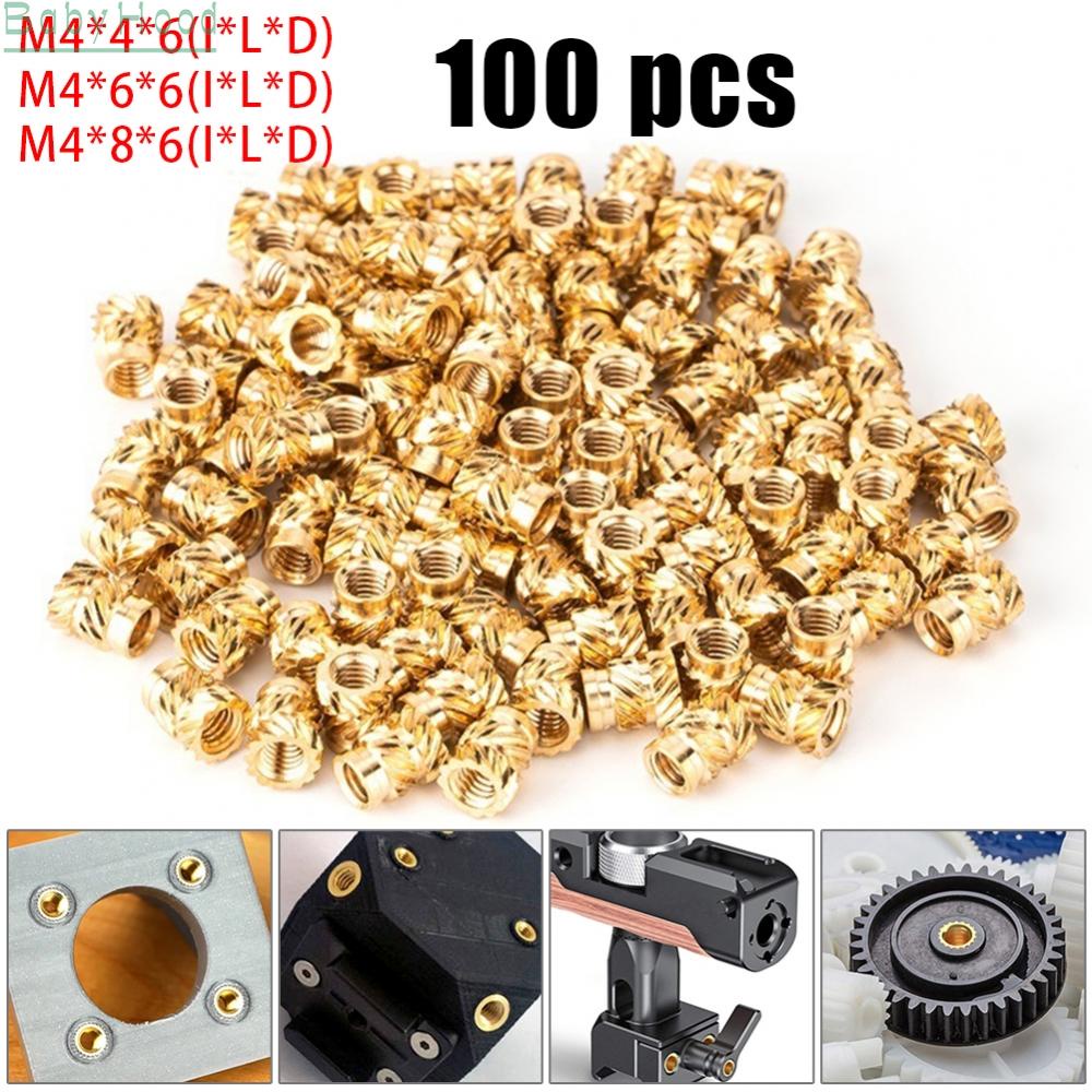 ⭐  BIG DISCOUNTS⭐ M4 Threaded Insert Self Clinching Nut Brass Internal Thread Knurled Gold 100x