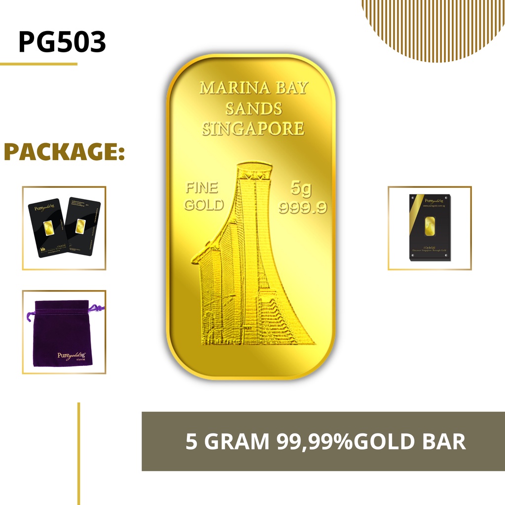 Puregold 99.99 ทองคำแท่ง 5g  ลาย Singapore Marina Bay Sand ทองคำแท้จากสิงคโปร์