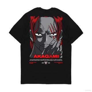 Ag เสื้อยืดแขนสั้นลําลอง ทรงหลวม พิมพ์ลายอนิเมะ One Piece SHANKS แฟชั่นสําหรับผู้ชาย