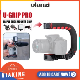 อุปกณ์เสริมกล้อง ด้ามจับกันสั่น ULANZI U-GRIP PRO 3 HOT SHOE MOUNT รูปตัว U สำหรับกล้อง สมาร์ทโฟน+ช่องฮอตชู 3 ช่อง