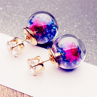 เครื่องประดับต่างหูดอกไม้ Rhinestone Stud Earrings