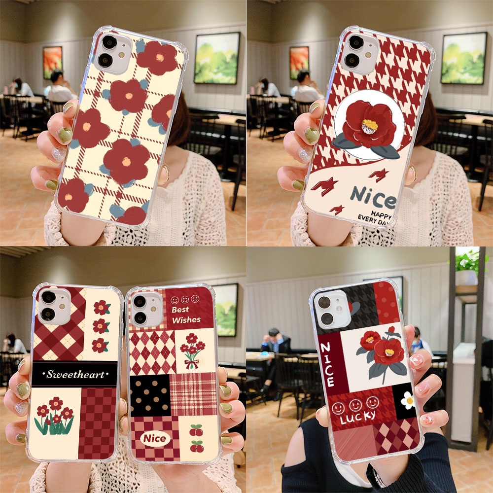 Y-194 ดอกไม้สีแดงรูปแบบซิลิโคน TPU สําหรับ OPPO Reno 5 4 3 6 6Z 4Z 2Z 5F 5Z 2F 4F Pro SE Lite ฝาครอบ