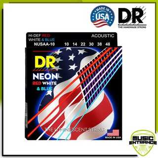 DR Strings สายกีต้าร์โปร่ง Hi-Def NEON USA: Coated Acoustic: 10-48