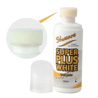 ราคาหมดปัญหาพื้นเหลือง Super Plus White Shucare ซุปเปอร์พลัสสีขาว น้ำยาขจัดคราบรองเท้าสีขาว 100ML. น้ำยาแก้พื้นเหลือง