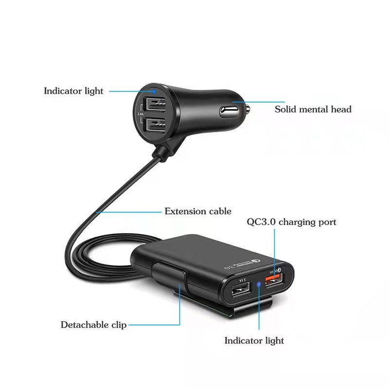 4usb  car charger ที่จุดบุหรี่ ที่ชาตแบตในรถ - รูปที่ 3