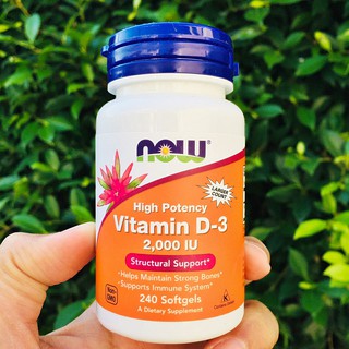 วิตามินดี 3 Vitamin D-3 High Potency 2,000 IU 240 Softgels (Now Foods®) D3 ช่วยเสริมสร้างกระดูก ฟัน การทำงานของกล้ามเนือ