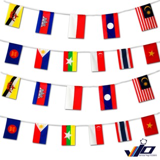 VIO FLAG จำหน่ายธงราวประเทศกลุ่มอาเซียน / AEC Bunting Flag ธงราวอาเซียน  ธงราวAEC