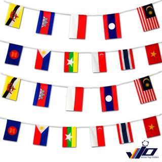 VIO FLAG จำหน่ายธงราวประเทศกลุ่มอาเซียน / AEC Bunting Flag ธงราวอาเซียน  ธงราวAEC