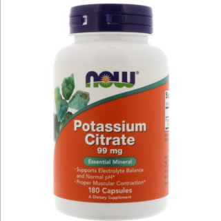 คุ้ม! 180เม็ด โปแตสเซียม ซิเตรท  Potassium Citrate, 99 mg, 180 veg Capsules, vegan, Now Food จากอเมริกา