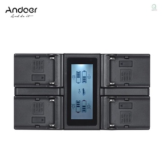 Andoer Np-F970 ที่ชาร์จแบตเตอรี่กล้องดิจิทัล 4 ช่อง พร้อมหน้าจอ Lcd แบบเปลี่ยน สําหรับ Sony Np-F550 F750 F950 Np-Fm50 Fm500H Qm71