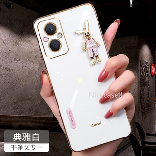 New เคสโทรศัพท OPPO Reno7 Z 5G A76 เคส Rhinestones Rabbit Fashion Phone Case Multicolor Straight Edge TPU Phone Soft Back Cover