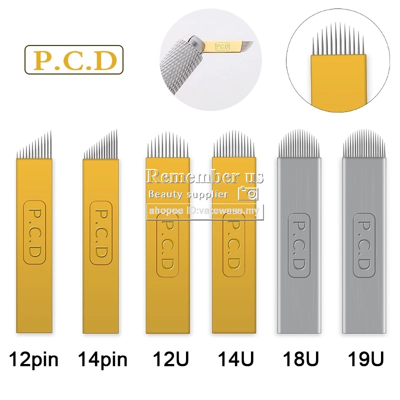 【Available】เข็มสักคิ้วถาวร Pcd 12 14 19 Pins 1 ชิ้น สําหรับเย็บปักถักร้อย 3D