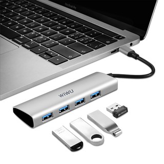 WIWU A440 4-in-1 USB-C Hub 4 Ports USB 3.0 Type-C Splitter Hub – Grey