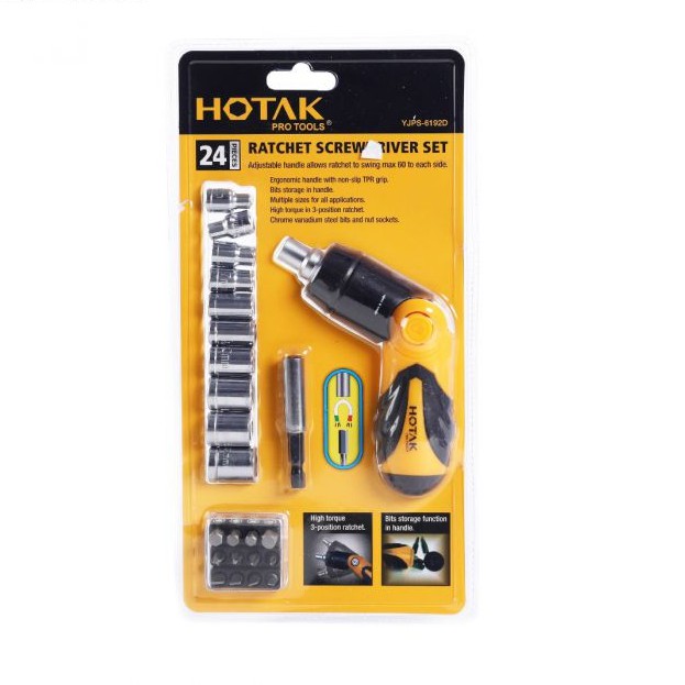 ชุดประแจบล็อก ชุดขันสกรู 24 ชิ้น HOTAK Ratchet Screwdriver Set ชุดประแจบล็อกเล็ก ประแจบล็อค ไขควงประ